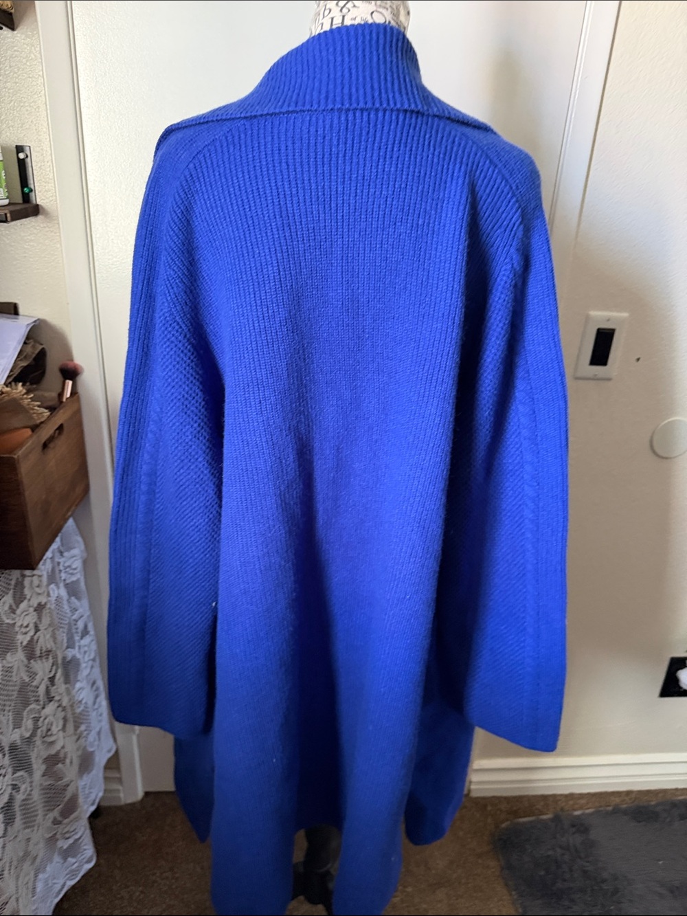 Ann Taylor Long Open-Front Cardigan in Royal Blue - Picture 2 of 5